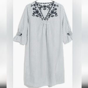 MADEWELL Striped Embroidered Breeze Shift Dress Pullover Mini